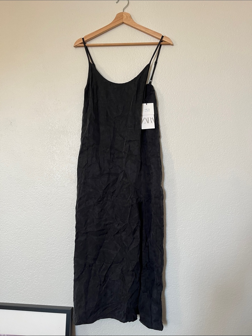 Zara Fillsens Black Slip Maxi Dress with Adjustable Spaghetti Straps